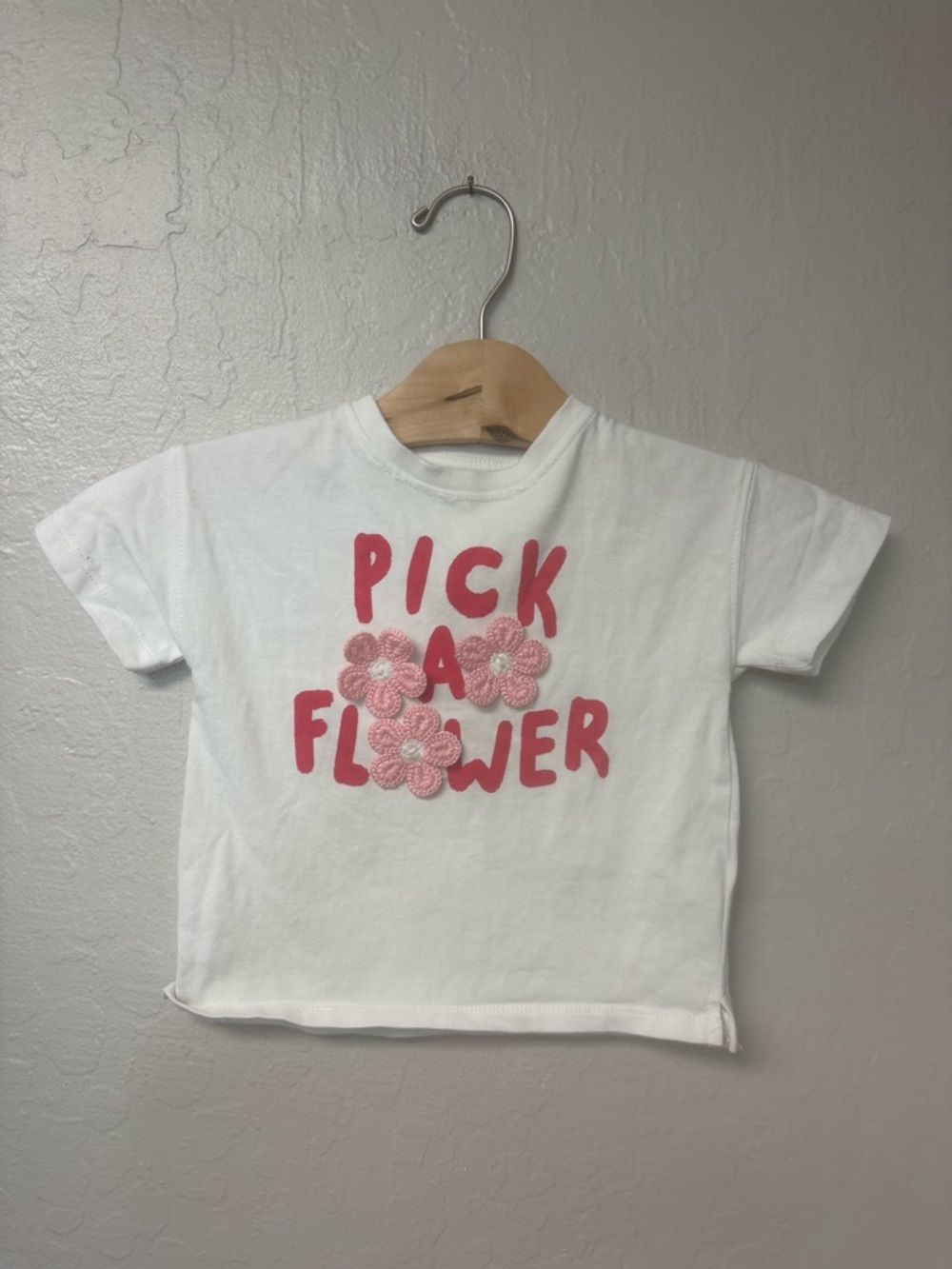$15 ADD ON Zara GIRLS tee short sleeve‎ crochet daisy flower embroidered top